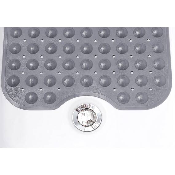 TIKE SMART Extra lange rutschfeste Badewannen- und Duschmatte, 99.1 x 40.6 cm (nur glatt/nicht strukturierte Wannen) sicher, sauber, maschinenwaschbar, Vinyl, blickdicht grau (grau)