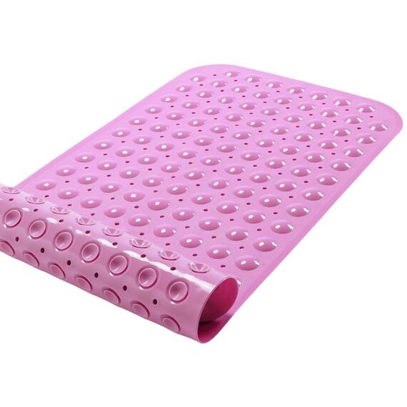 TIKE SMART Große rutschfeste Badewannen- und Duschmatte, 78.7x40.6 cm (nur glatt/nicht strukturierte Wannen) sicher, sauber, maschinenwaschbar, blickdicht, Pink