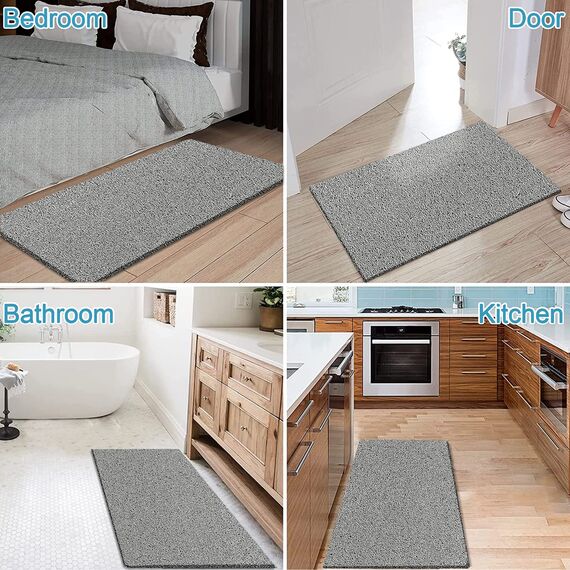 Extra große Duschmatten, rutschfest, ohne Saugnäpfe, 50 x 120 cm, Badematte für strukturierte Wannenoberfläche, Luffa-Matten für Dusche und Badezimmer, schnell trocknend, Grau