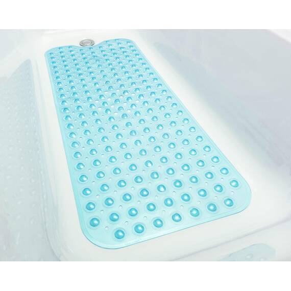 Tike Smart Extra lange rutschfeste Badewannen- und Duschmatte, 99.1 x 40.6 cm (nur glatte / nicht strukturierte Wannen) sicher, sauber, maschinenwaschbar, Vinyl, transparent Aqua/Blaugrün