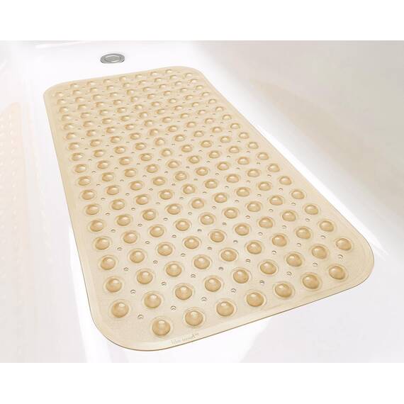 TIKE SMART Große rutschfeste Badewannen- und Duschmatte, 78.7 x 40.6 cm (nur glatt/nicht strukturierte Wannen) sicher, sauber, maschinenwaschbar, Vinyl, transparent hellbraun
