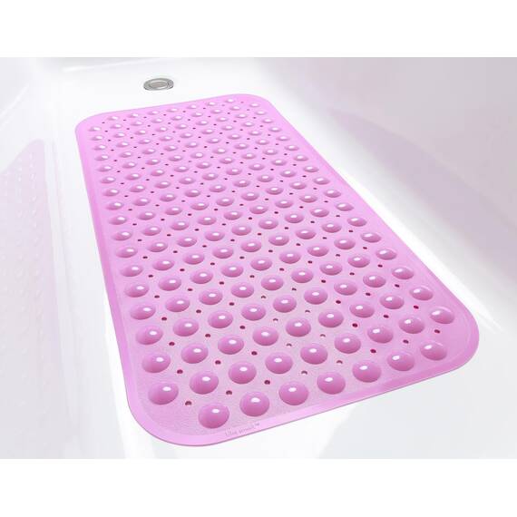 TIKE SMART Große rutschfeste Badewannen- und Duschmatte, 78.7x40.6 cm (nur glatt/nicht strukturierte Wannen) sicher, sauber, maschinenwaschbar, blickdicht, Pink