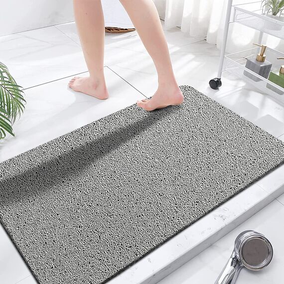 Extra große Duschmatten, rutschfest, ohne Saugnäpfe, 50 x 120 cm, Badematte für strukturierte Wannenoberfläche, Luffa-Matten für Dusche und Badezimmer, schnell trocknend, Grau