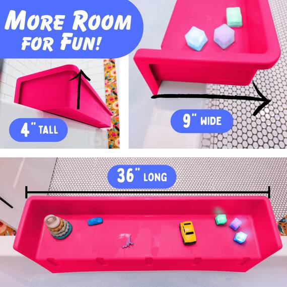 Tub Topper® Badewannen-Spritzschutz, Spielregal – Spielzeug-Tablett-Halterung – Saugnäpfe zur Befestigung an der Badewanne – kein Durcheinander von Wasser im Badezimmer – Spaß für Kleinkinder, Kinder,