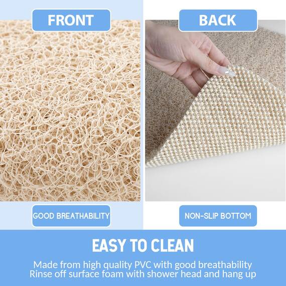 Hargiis Rutschfeste Badewannenmatte, Duschmatte, schnell trocknende Badewannenmatten, Fußschrubber-Matte, rutschfeste Matte für Badewanne, Boden, Badezimmer, Zuhause, Küche, Hotel (Beige,