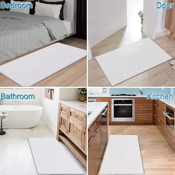 Extra große Duschmatten, rutschfest, 60 x 120 cm, Badematte für Dusche, Luffa-Matten für Dusche und Badezimmer, schnell trocknend, weiß