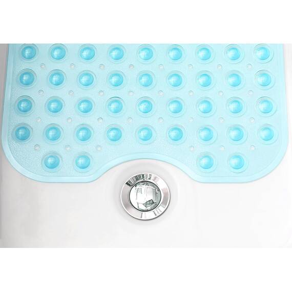 Tike Smart Extra lange rutschfeste Badewannen- und Duschmatte, 99.1 x 40.6 cm (nur glatte / nicht strukturierte Wannen) sicher, sauber, maschinenwaschbar, Vinyl, transparent Aqua/Blaugrün