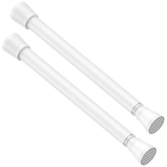 Zipglo 2 Stück Kleiner Gardinenstange ohne Bohren 41-67cm Teleskopstange Vorhangstange Duschvorhangstange Spannstange Verstellbare für Bücherregal Diy Projekte, Küche, Schrank Weiß