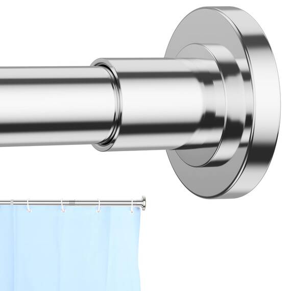 CorkLatta Chrom-Duschvorhangstange, 81,3 bis 109,2 cm, 2,5 cm Durchmesser, verstellbare Federspannung, Gardinenstange, kein Bohren, Edelstahl-Teleskopstange, kein Rost