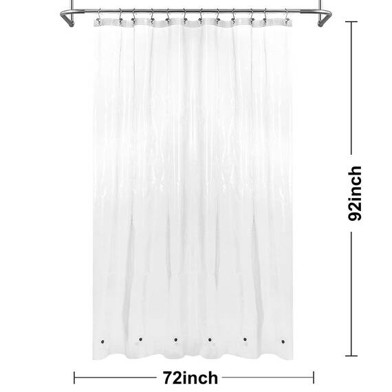 Barossa Design XL-Duschvorhang mit 6 Magneten, wasserdicht, Duschvorhang-Innenfutter aus PEVA für Badezimmer, PVC-frei, Metallösen, 183 x 233,7 cm, Transparent