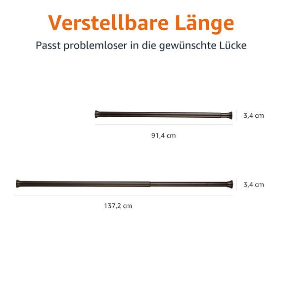 Amazon Basics Verstellbare Duschvorhang-Spannstange, 91 bis 137 cm, Bronze