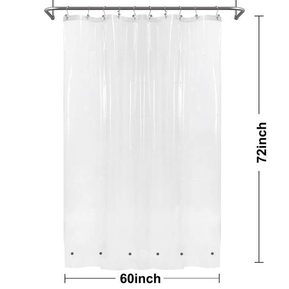 Barossa Design Duschvorhang, 152,4 x 183,9 cm, mit 6 gewichteten Magneten, strapazierfähiges PEVA, 10 Ösen, wasserdicht, PVC-frei, transparent, 60 x 72 cm