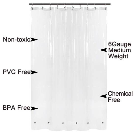 Barossa Design Duschvorhang, 152,4 x 183,9 cm, mit 6 gewichteten Magneten, strapazierfähiges PEVA, 10 Ösen, wasserdicht, PVC-frei, transparent, 60 x 72 cm
