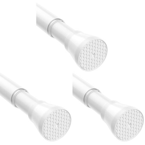 Zipglo 1 Stück Gardinenstange ohne Bohren75-163cm Duschvorhangstange Teleskopstange Vorhangstange Teleskopstange Spannstange Verstellbare für Badezimmer, Fenster, Küche, Schrank, Weiß (Packung mit 3)