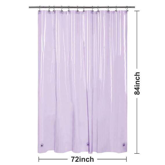 Barossa Design Extra langes Duschvorhang-Innenfutter mit 3 Magneten, 182,9 x 213,4 cm, XL, wasserdicht, PEVA, leicht, Duschvorhang für Badezimmer, PVC-frei, Metallösen, Transparent/Lavendelfarben