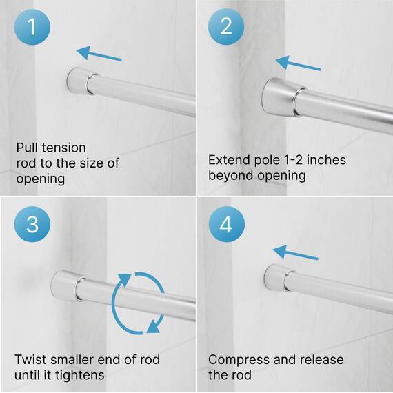 iDesign Astor 78570 Gardinenstange mit Metallspannung, verstellbar, anpassbar, für Badewanne, Duschkabine, Schrank, Tür, 109,2–190,5 cm, gebürsteter Edelstahl