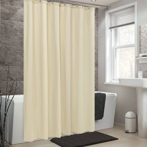 Alyvia Spring Duschvorhang, Stoff, wasserdicht, weicher und Leichter Stoff, mit 3 Magneten, Hotelqualität und maschinenwaschbar, Standardgröße 183 x 183 cm, cremefarben