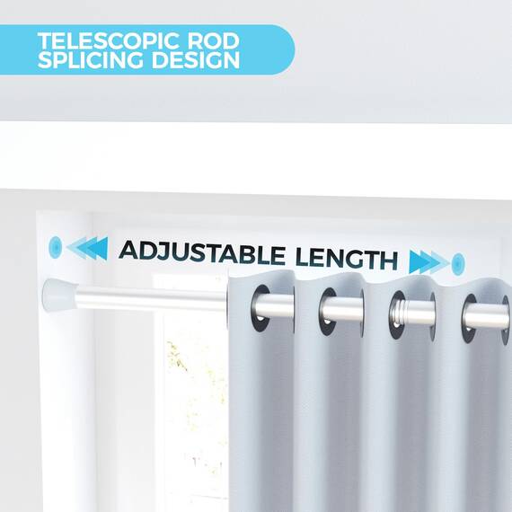 Zipglo 2 Stück Gardinenstange ohne Bohren 75-163cm Duschvorhangstange Teleskopstange Vorhangstange Teleskopstange Spannstange Verstellbare für Badezimmer, Fenster, Küche, Schrank, Silber