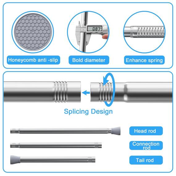 Zipglo 2 Stück Gardinenstange ohne Bohren 70-127cm Duschvorhangstange Teleskopstange Vorhangstange Kleiderstangen Spannstange Verstellbare für Badezimmer, Fenster, Küche, Schrank, Silber