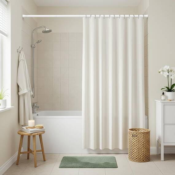 ZipGlo Duschvorhangstange 115-195cm ausziehbar für Badezimmer Fenster Kleiderschrank ohne Bohren Weiß 1 Stück Durchmesser 22mm