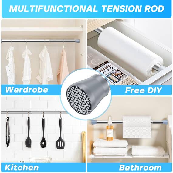 Zipglo 1 Stück Kleiner Gardinenstange ohne Bohren 41-67cm Teleskopstange Vorhangstange Duschvorhangstange Spannstange Verstellbare für Bücherregal Diy Projekte, Küche, Schrank Silber
