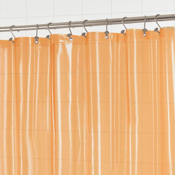Barossa Design Transparenter gelber Duschvorhang, Premium-PEVA-Duscheinlage mit 3 Magneten und Metallösen, wasserdicht, leicht, Standardgröße, für Badezimmer, durchscheinendes Orange
