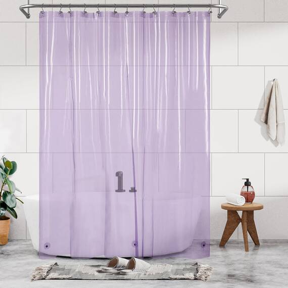 Barossa Design Extra langes Duschvorhang-Innenfutter mit 3 Magneten, 182,9 x 213,4 cm, XL, wasserdicht, PEVA, leicht, Duschvorhang für Badezimmer, PVC-frei, Metallösen, Transparent/Lavendelfarben