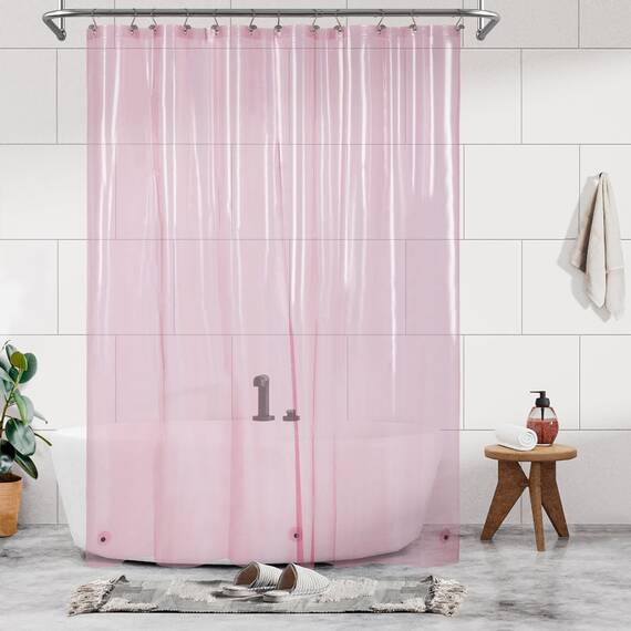 Barossa Design Extra langes Duschvorhang-Innenfutter mit 3 Magneten, 182,9 x 213,4 cm, XL, wasserdicht, PEVA, leicht, Duschvorhang für Badezimmer, PVC-frei, Metallösen, Transparent/Rosa