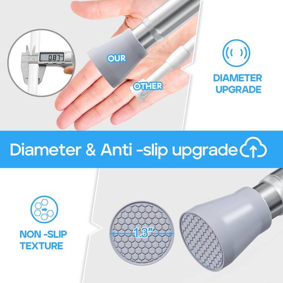Zipglo 2 Stück Gardinenstange ohne Bohren 70-127cm Duschvorhangstange Teleskopstange Vorhangstange Kleiderstangen Spannstange Verstellbare für Badezimmer, Fenster, Küche, Schrank, Silber