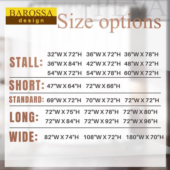 Barossa Design Kunststoff-Duschvorhang, Premium-PEVA-Duschvorhang mit rostfreien Ösen und 3 Magneten, wasserdicht, niedlich, leicht, Standard-Größe, Duschvorhänge für Badezimmer, transparent