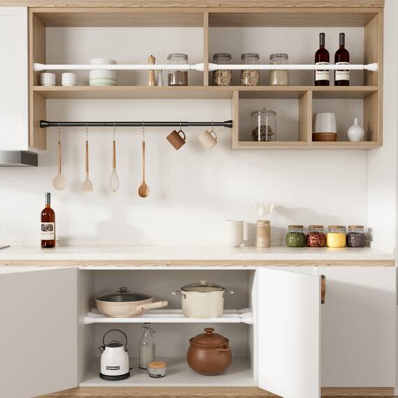 Zipglo 2 Stück Gardinenstange ohne Bohren 70-130cm Duschvorhangstange Teleskopstange Vorhangstange Kleiderstangen Spannstange Verstellbare für Badezimmer, Fenster, Küche, Schrank, Weiß