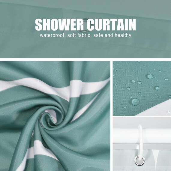 Gelbchu Ombre Blaugrün Stoff Duschvorhang, wasserdichtes Design und Polyester, schnell trocknend, beschwerter Saum, Duschvorhänge Set für Badezimmer B 72 x H 72, maschinenwaschbar mit 12 Haken