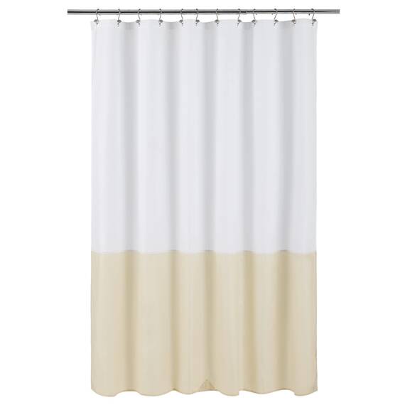 Alyvia Spring Wasserdichter Stoff-Duschvorhang, weicher und Leichter Stoff-Duschvorhang, 3 Magnete unten, Hotelqualität und maschinenwaschbar, Standardgröße 183 x 183 cm, Weiß und Creme