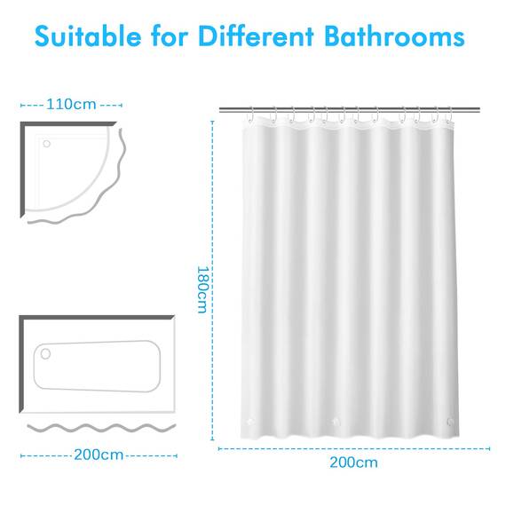 SPARIN Duschvorhang 180x200cm transparent mit Gewicht Magnet unten, durchsichtig weiß Duschvorhänge Antischimmel (Nicht Textil), Eva wasserdicht Shower Curtains, Badvorhang mit 12 Duschvorhangringen