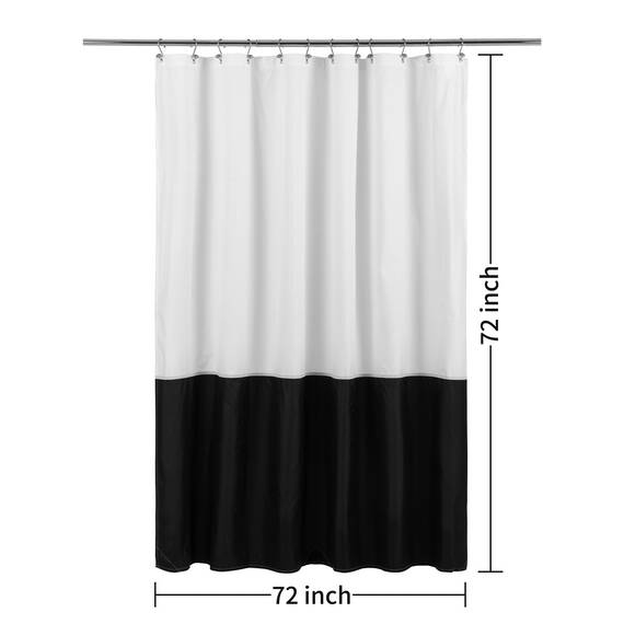 Wasserdichter Stoff-Duschvorhang, weicher und leichter Stoff-Duschvorhang mit 3 Magneten an der Unterseite, Hotelqualität und maschinenwaschbar, Standardgröße 183 x 183 cm, Farbblock, Schwarz und Weiß