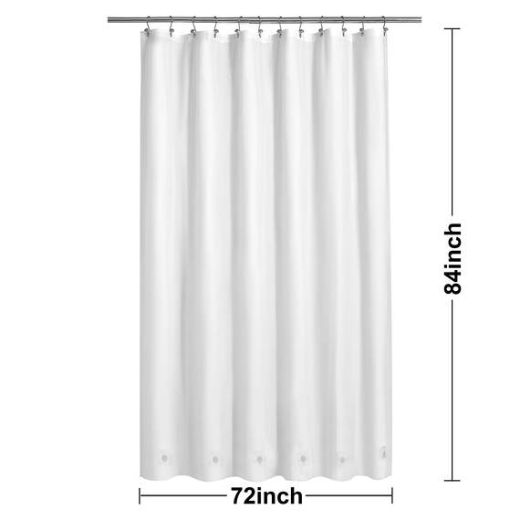 Barossa Design Extra Langer Duschvorhang mit 6 Magneten, 182,9 x 213,4 cm, XL, wasserdicht, PEVA-Duscheinlage für Badezimmer, PVC-frei, Metallösen, Weiß