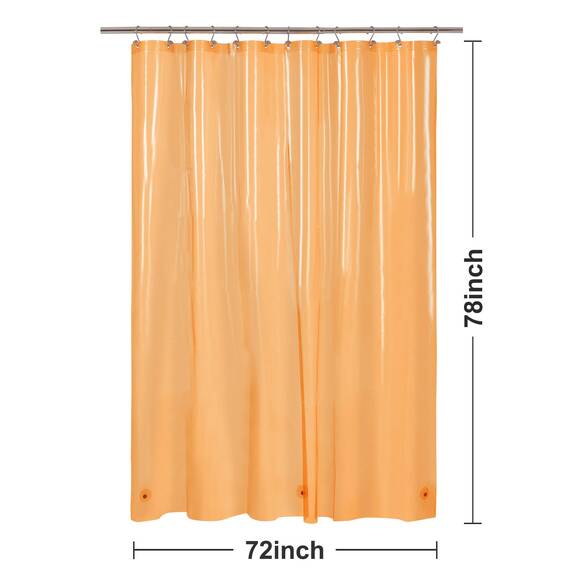 Barossa Design Duschvorhang-Innenfutter, lang, 198,1 cm Höhe, 3 Magnete und wasserdicht, leicht, PEVA-Duschvorhang für Badewanne, PVC-frei, Metallösen, 183 x 198 cm, Transparent/Orange