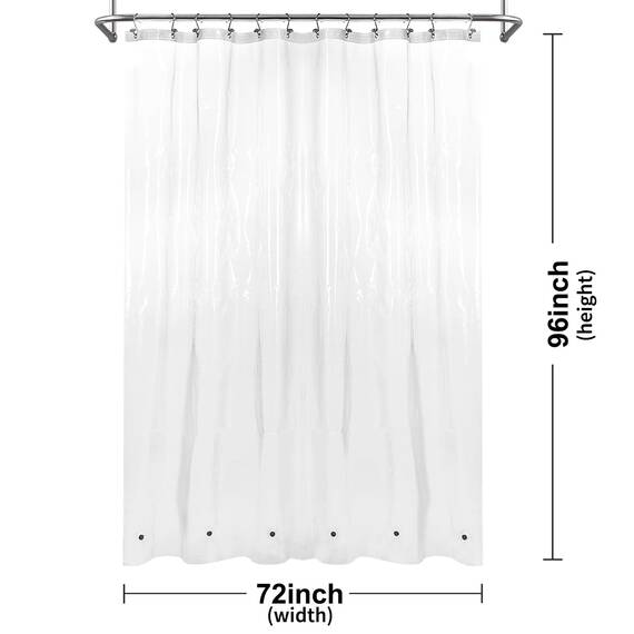 Barossa Design XLong Duschvorhang-Einlage mit 243,8 cm Höhe – 6 Magnete unten, wasserdicht, PEVA, PVC-frei, Metallösen, transparent, 183,8 x 244,8 cm