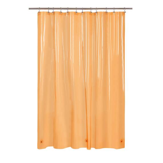 Barossa Design Duschvorhang-Innenfutter, lang, 198,1 cm Höhe, 3 Magnete und wasserdicht, leicht, PEVA-Duschvorhang für Badewanne, PVC-frei, Metallösen, 183 x 198 cm, Transparent/Orange