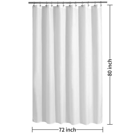 Alyvia Spring Langer Duschvorhang aus Stoff, wasserdicht, 183 x 203 cm, weich und leicht, Langer Duschvorhang mit Magneten, maschinenwaschbar, 183 x 203 cm, Weiß