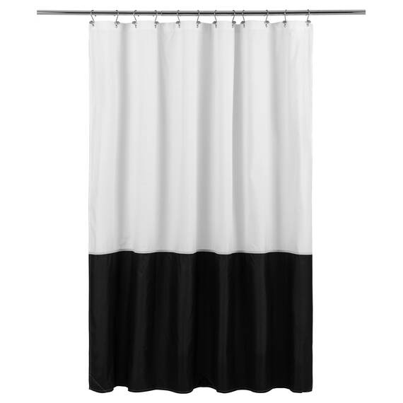 Wasserdichter Stoff-Duschvorhang, weicher und leichter Stoff-Duschvorhang mit 3 Magneten an der Unterseite, Hotelqualität und maschinenwaschbar, Standardgröße 183 x 183 cm, Farbblock, Schwarz und Weiß