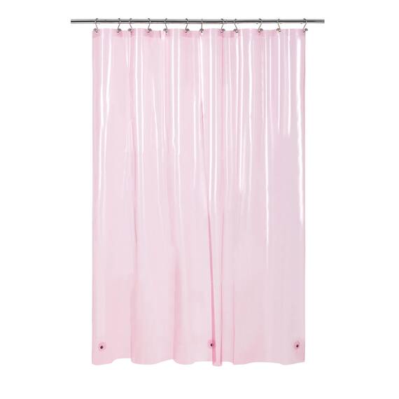 Barossa Design Langer innerer Duschvorhang, mit 3 Magneten und wasserdicht, leicht, PEVA-Duschvorhang für Badewanne, PVC-frei, Metallösen, 183 x 198 cm, transparentes Rosa