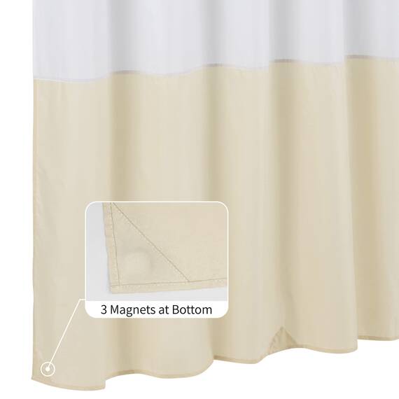 Alyvia Spring Wasserdichter Stoff-Duschvorhang, weicher und Leichter Stoff-Duschvorhang, 3 Magnete unten, Hotelqualität und maschinenwaschbar, Standardgröße 183 x 183 cm, Weiß und Creme