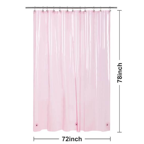 Barossa Design Langer innerer Duschvorhang, mit 3 Magneten und wasserdicht, leicht, PEVA-Duschvorhang für Badewanne, PVC-frei, Metallösen, 183 x 198 cm, transparentes Rosa