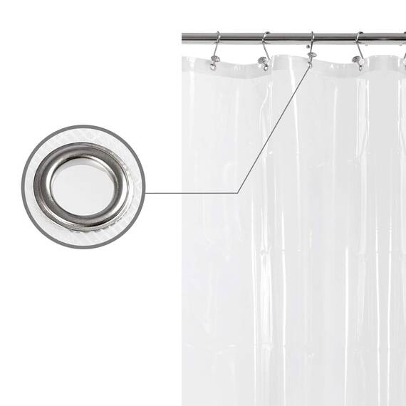 Barossa Design XLong Duschvorhang-Einlage mit 243,8 cm Höhe – 6 Magnete unten, wasserdicht, PEVA, PVC-frei, Metallösen, transparent, 183,8 x 244,8 cm