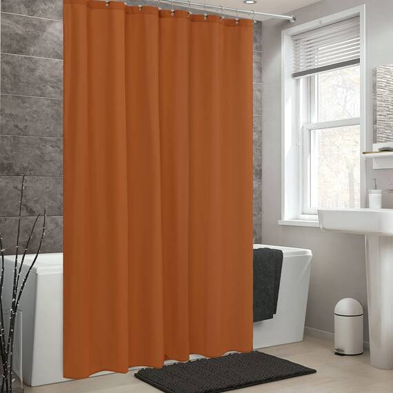 Alyvia Spring Duschvorhang aus Stoff, wasserdicht, weich, Hotelqualität, mit 3 Magneten, leicht und maschinenwaschbar, Standardgröße 183 x 183 cm, Burnt Orange