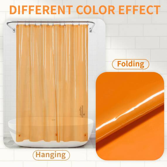 Barossa Design Duschvorhang-Innenfutter, lang, 198,1 cm Höhe, 3 Magnete und wasserdicht, leicht, PEVA-Duschvorhang für Badewanne, PVC-frei, Metallösen, 183 x 198 cm, Transparent/Orange