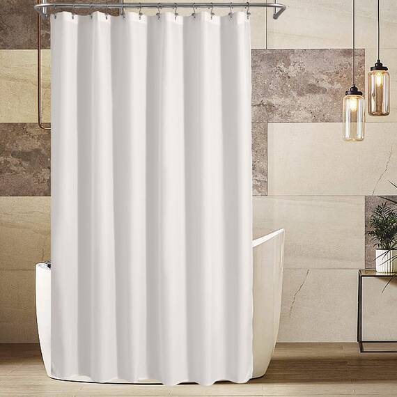 Alyvia Spring Extra Langer Stoff-Duschvorhang, wasserdicht, 182,9 x 228,6 cm, weich und leicht, XL-Duschvorhang mit Magneten, maschinenwaschbar, 183 x 228 cm, Weiß