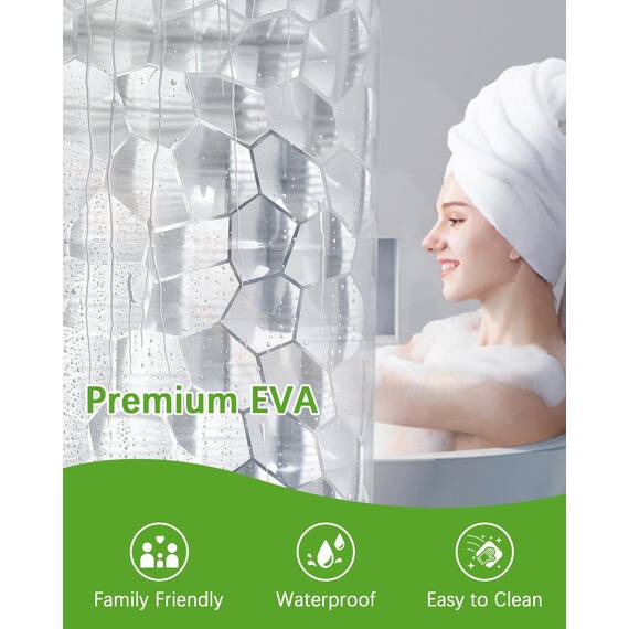 OTraki Duschvorhang 240 x 200 cm (Breite 240, Höhe 200) Anti Schimmel, Eva Duschvorhänge Umweltfreundlich Badvorhänge Waschbar Shower Curtains 3D Wasserdicht mit 16 duschvorhang Ringe