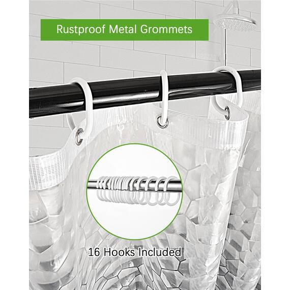 OTraki Duschvorhang 240 x 200 cm (Breite 240, Höhe 200) Anti Schimmel, Eva Duschvorhänge Umweltfreundlich Badvorhänge Waschbar Shower Curtains 3D Wasserdicht mit 16 duschvorhang Ringe
